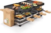 Gourmetstel - Racletteset - Gourmetset - Bamboeframe - Anti-aanbaklaag - Omkeerbare Grillplaat - 8 personen