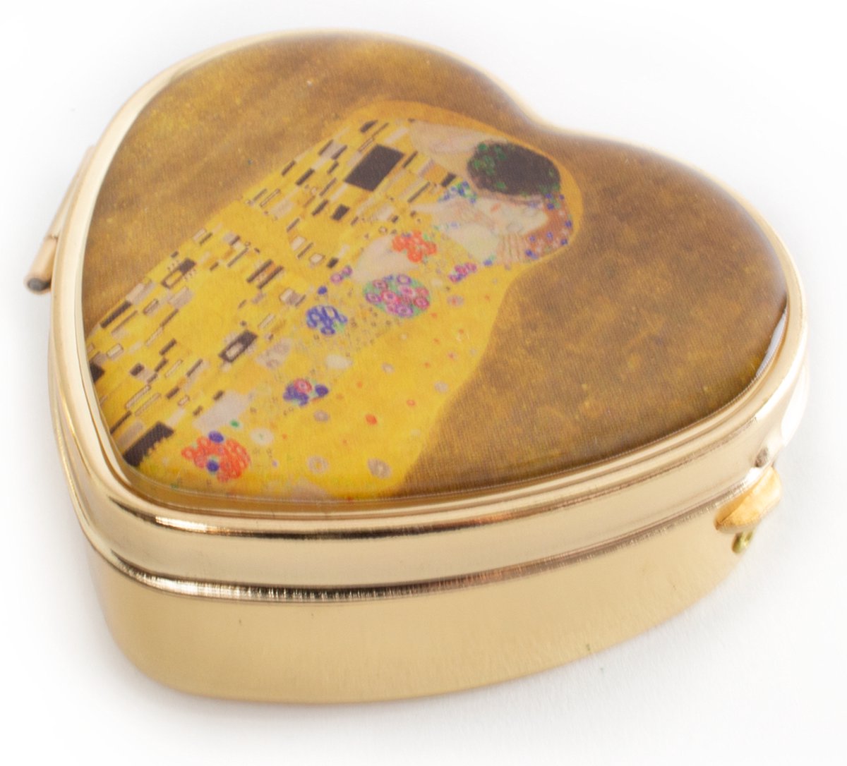 Pillendoosje, hartvormig, goudkleurig, Gustav Klimt