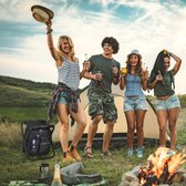 Relaxdays campingkruk met tas - rugzaktas - inklapbaar - visstoelje - kampeerkruk - zwart