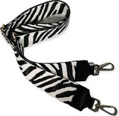THL Design - Schouderband Voor Tas – Tassenriem – Tas Hengsel - Bag Strap - Verstelbaar – Zilverkleurig - Zebra - Zwart / Wit