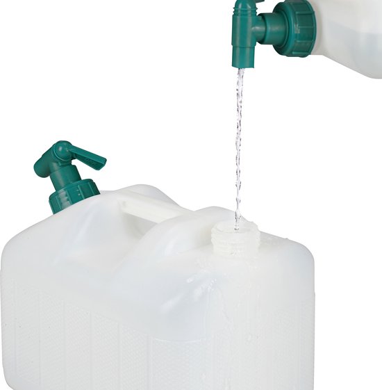 Relaxdays jerrycan met kraan - 10 liter - voor drinkwater - kunststof - BPA-vrij - handvat - camping - wit-groen van Relaxdays — afbeelding 4
