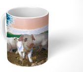 Mok - Koffiemok - Varkens - Dieren - Landschap - Mokken - 350 ML - Beker - Koffiemokken - Theemok