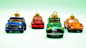 MondiDeal - MondiHome - Christmas Cars PARIS- Set van 4 - Originele kerstballen - Leuke kerstdecoratie - Kerst auto's