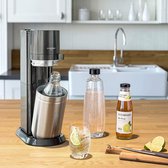 SodaStream sodamaker DUO met CO2 cilinder, 2x 1L glazen fles en 2x 1L vaatwasmachinebestendige kunststof fles, hoogte: 44cm, kleur: titanium