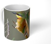 Mok - Een dwergbijeneter die op een struik landt - 350 ML - Beker
