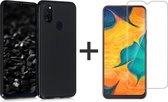 iParadise Samsung M30s Hoesje - Samsung galaxy M30s hoesje zwart siliconen case hoes cover hoesjes - 1x Samsung M30s screenprotector
