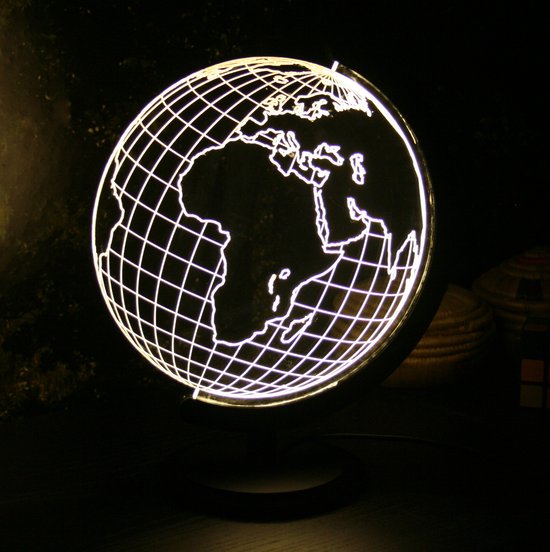 Nachtlampje 'Wereldbol' - 3d illusion met projectie van een globe - LED-lamp - USB - dimmerfunctie van GadgetBay — afbeelding 2