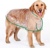 Regenjas hond - doorzichtig - maat L - groen - waterdicht - hondenjas - met buikband - verstelbaar met drukknopen - regenjas voor kleine honden - hondenkleding - ruglengte 35 cm