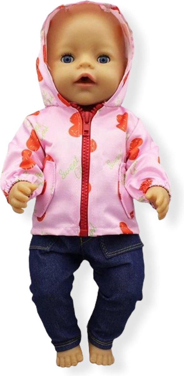 3 Costumes Pour Poupée 36-43 Cm - T-shirt Long + Combinaison + Chapeau - Rose - Coton Doux - Pour Poupées 18 Pouces - 6