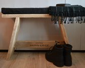Steigerhouten bankje - Gebruikt hout - 75x19,5x47 cm - Inclusief zwart kussen - Vintage bedrukking