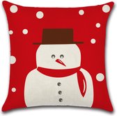 Sierkussen Kerst - Sneeuwpop Rood - Sierkussen - Kerst - 45x45 cm - Sierkussen - Polyester