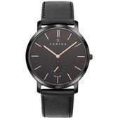 Certus-Prachtig heren horloge-Zwart lederen band.