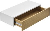 Wandplank - Set van 2 wandplanken - Met lade - Spaanplaat - Afmeting per plank (LxBxH) 50 x 24 x 12 cm - Kleur wit & hout kleurig
