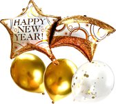 Fienosa Ballonnen Happy New Year Ster - Oud en Nieuw Versiering - Goud