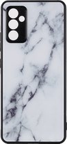 Shop4 - Geschikt voor Samsung Galaxy A82 5G Hoesje - Harde Back Case Marmer Wit