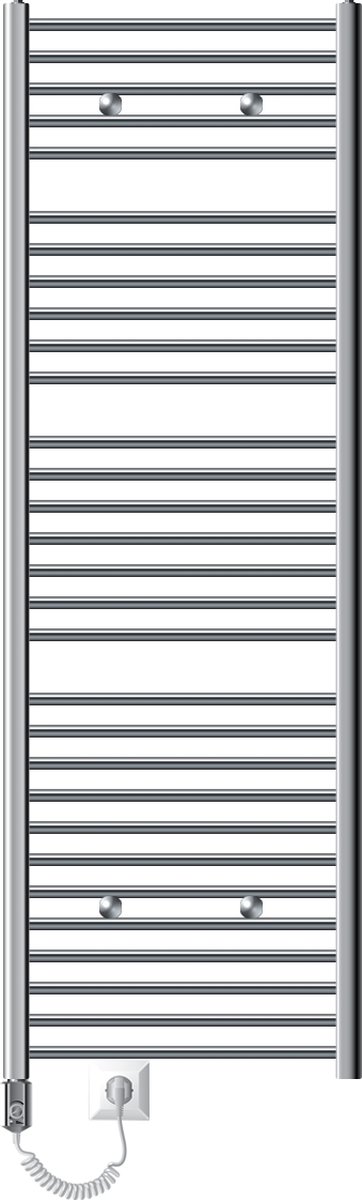 Badkamerradiator Sahara met verwarmingselement 1200W 600x1800 mm Chroom recht met zijaansluiting