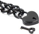 Nooitmeersaai - Metalen halsband met hart hangslot - zwart