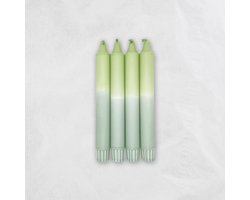 MingMing - Pistache x Eucalyptus - Dip Dye Kaarsen - set van 4 - handgemaakte kaarsen - dinerkaarsen