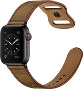 By Qubix Leren bandje dubbele lus - Gemeleerd bruin - Geschikt voor Apple Watch 42mm - 44mm - 45mm - Ultra - 49mm - Compatible Apple watch bandje -