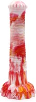 Kiotos Monstar - Dildo Beast Paardenlul - 27 x 5.5 cm - Tie Dye Oranje/Wit/Rood