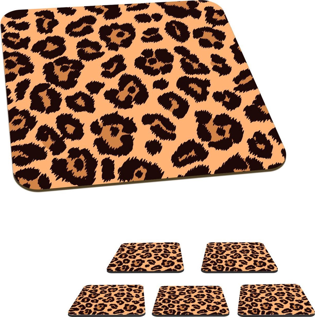 Onderzetters voor glazen - Panterprint - 10x10 cm - Glasonderzetters - 6 stuks