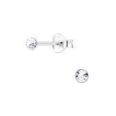 Joy|S - Zilveren ronde oorbellen - 3 mm oorknopjes - kristal