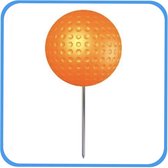 Golfbal Tee marker inclusief stalen pin - classic dimple - Oranje - 6 stuks