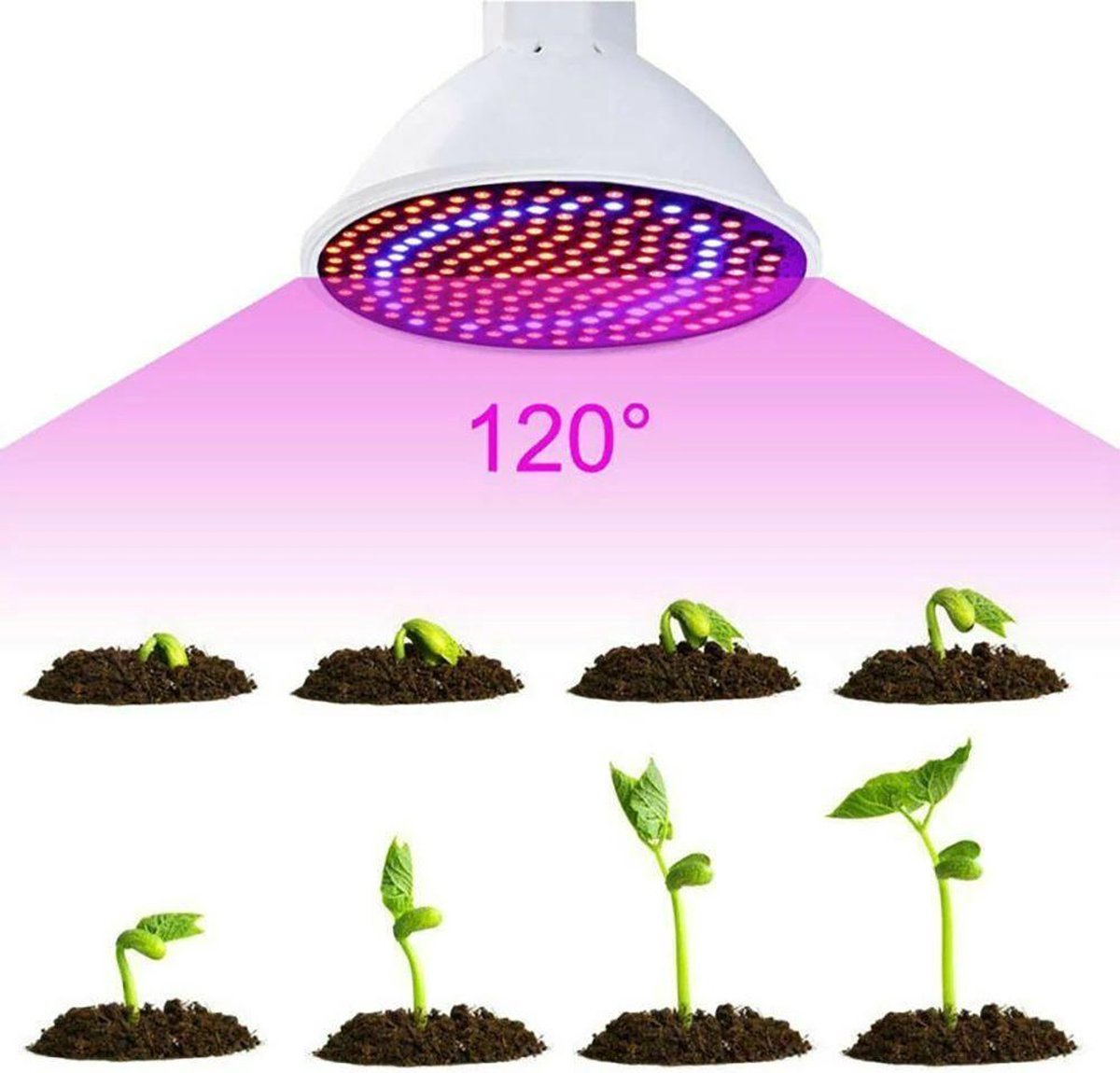 LED Groeilamp 200 LEDs (Rood + Blauw) Bloeilamp met houder Flexibele houder