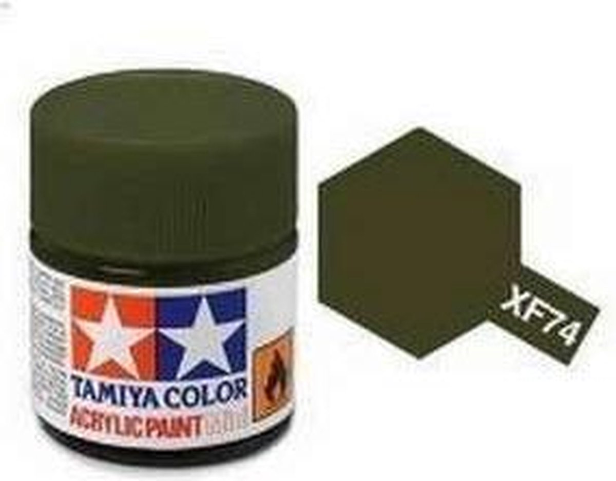 Tamiya Hobbyverf Acrylverf - XF-74 JGSDF Brown Olive Drab - Matt - Acryl - Verf potje - 10 ml