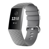 DrPhone HB1 - Horloge Band - Siliconen - FitBit Charge 3 - Regelbare Standen - Grijze Gesp - Grijs