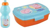 Peppa Pig broodtrommel met bidon - blauw / oranje - Peppa Big trommel en beker