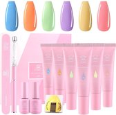 Makartt Poly Gel Starter Set - 6 kleuren nagelverlenging gel | Base Gel | Top Coat|  Geschenkdoos