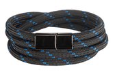 Armband Heren Zwart - Blauw Surfer Sportief Touw Galeara design Noa Double Scheepstouw armbanden 19.5cm