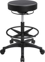 Kantoorkruk, ergonomische werkkruk, 360 ° draaistoel, in hoogte verstelbaar, 59,5-81 cm, verstelbare voetensteun, zwart HMOSC007B01