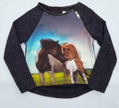 donkerblauw meisjes trui met paarden print 122/128
