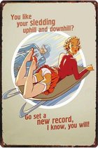 Retro Muur Decoratie uit Metaal Vintage Pinup Girl 20x30cm DU-3510