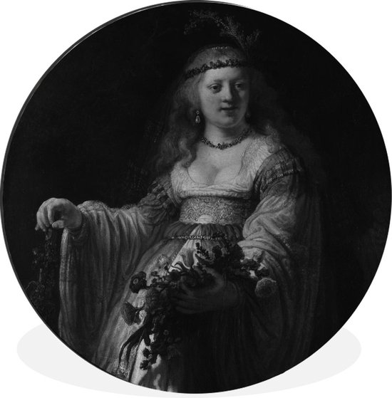 Wandcirkel - Aluminium - Saskia van Uylenburgh - Schilderij van Rembrandt van Rijn - ⌀
