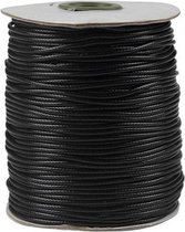 Waxkoord Zwart 1.5mm (Kunststof)/Lengte 1.00 Meter/Kleur"Zwart"/Sieraden Maken