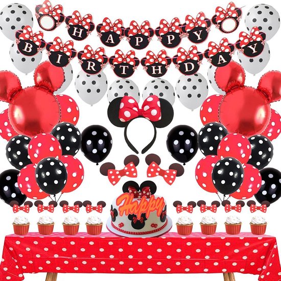 La Gabriela - Minnie Mouse - 55 Stuks - Minnie Mouse Ballonnen - Rood - Red  -... | bol.com