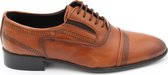 Veterschoenen- Nette Heren schoenen 1195- Leather- Cognac- Maat 43