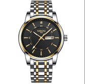NIBOSI - Horloges voor mannen - Luxe Zilver/Goud/Zwart Design - Heren Horloge - Ø39 - 3 ATM Waterdicht