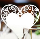 Bruiloft decoratie naamhartjes 50 stuks voor glas