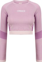 FitProWear Naadloze Sporttop Lange Mouwen Milano Dames - Roze/Paars - Maat XS - Stretch - Sporttop - Longsleeve Crop Top - Naadloze sporrtop - Sportkleding - Sportshirt - Sport BH