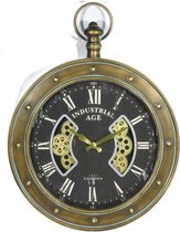 Clock Gear Handle Brown 60 cm diameter - draaiende tandwielen - radar geluidloos - klok - horloge - landelijk - industriestijl - industrieel - cadeau - geschenk - kerst - nieuwjaar