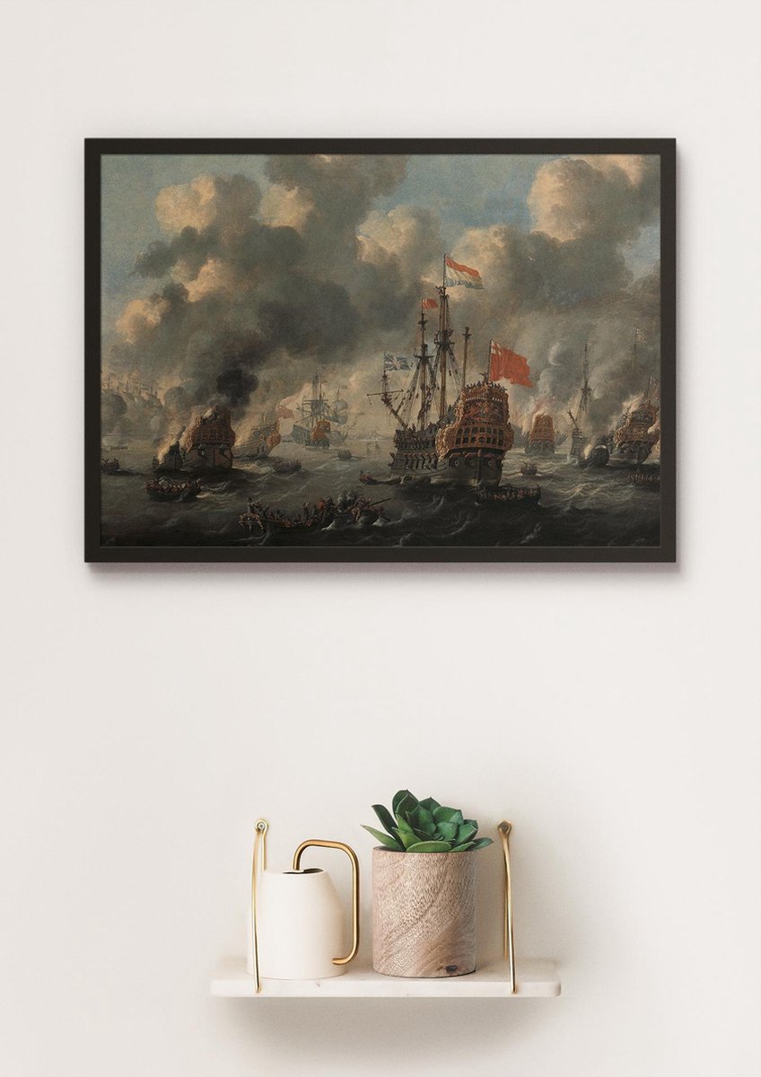 Esque Poster In Zwarte Lijst - Tocht naar Chatham - Peter van der Velde - Michiel de Ruyter - Large 50x70