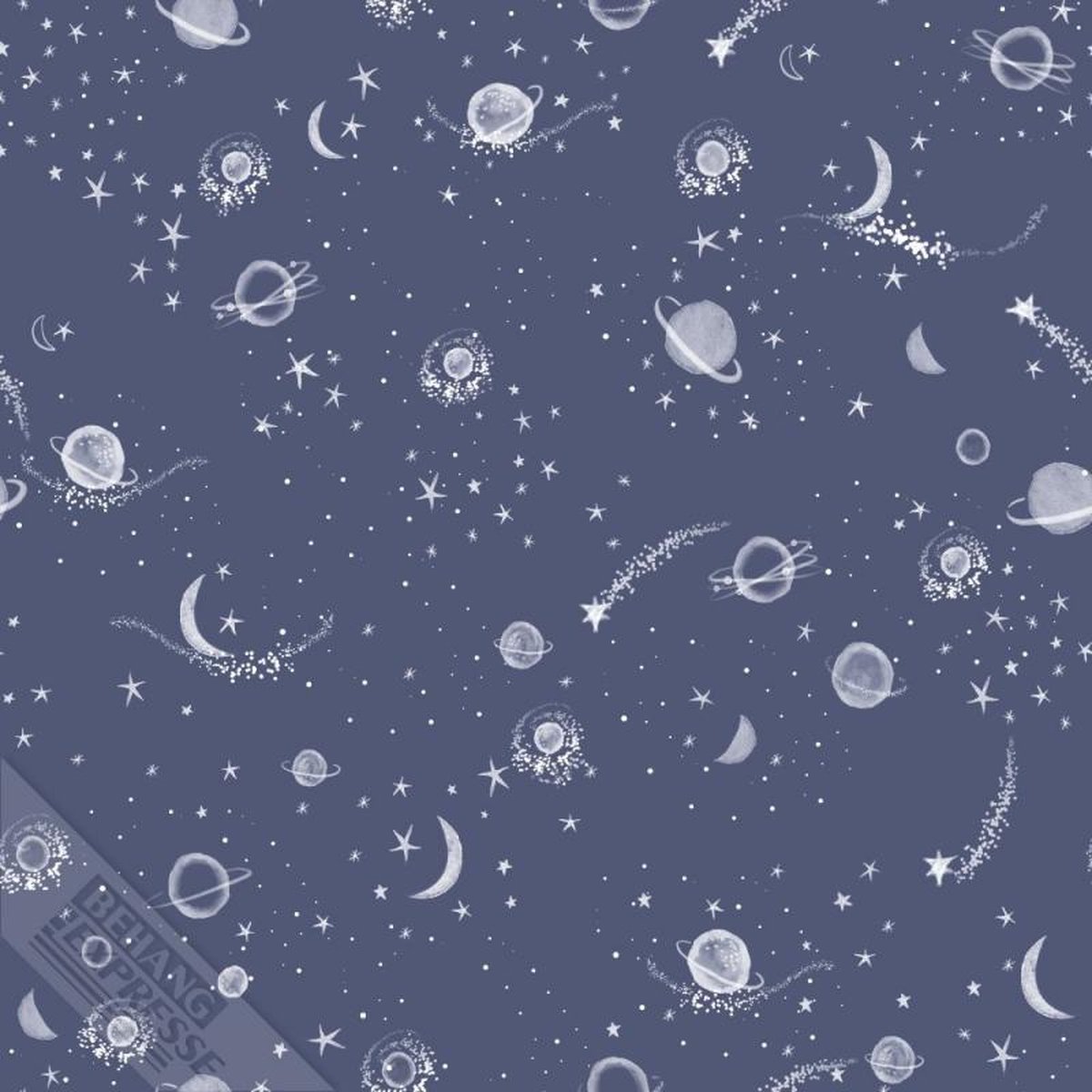 INGK Behang - Puck & Rose - Kinderbehang - Glow In The Dark Ruimte Blauw