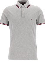 Tommy Hilfiger Core slim fit polo - heren polo met contrastbiezen - grijs melange - Maat: M