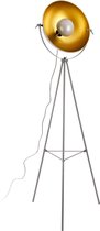 Staande lamp - Vloerlamp - Kleur grijs & messing kleurig - Fitting 1 x E27 - Lampenkap (Ø) 40 cm - Afmeting (H) 158 cm
