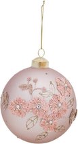 Oneiro's luxe kerstbal ART Pink – ø10 cm- roze - kerstbal - luxe verpakking – kerstcollectie – kerstdecoratie – kerstboomhanger – kerstversiering