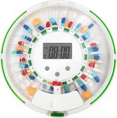 Beveiligde  medicijncarrousel -Automatische Medicijndoos - 6 alarmen per dag - geluidsignaal - groen licht signaal.